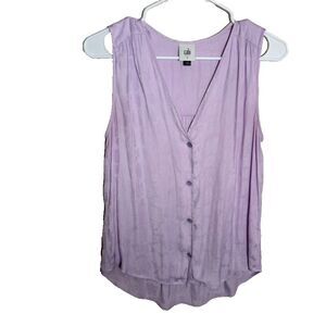 Cabi Tank Top Women's Small Purple V-Neck Button Up Sleeveless Casual Shirt